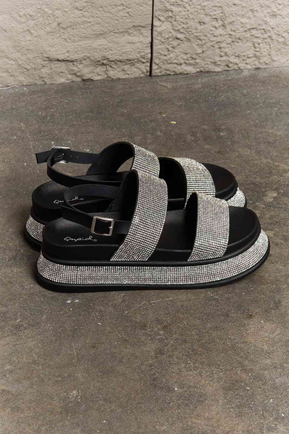 Qupid Shine On Platform Rhinestone Sling back Sandal