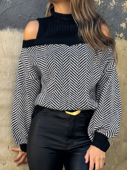 Neck Cold Shoulder Sweater