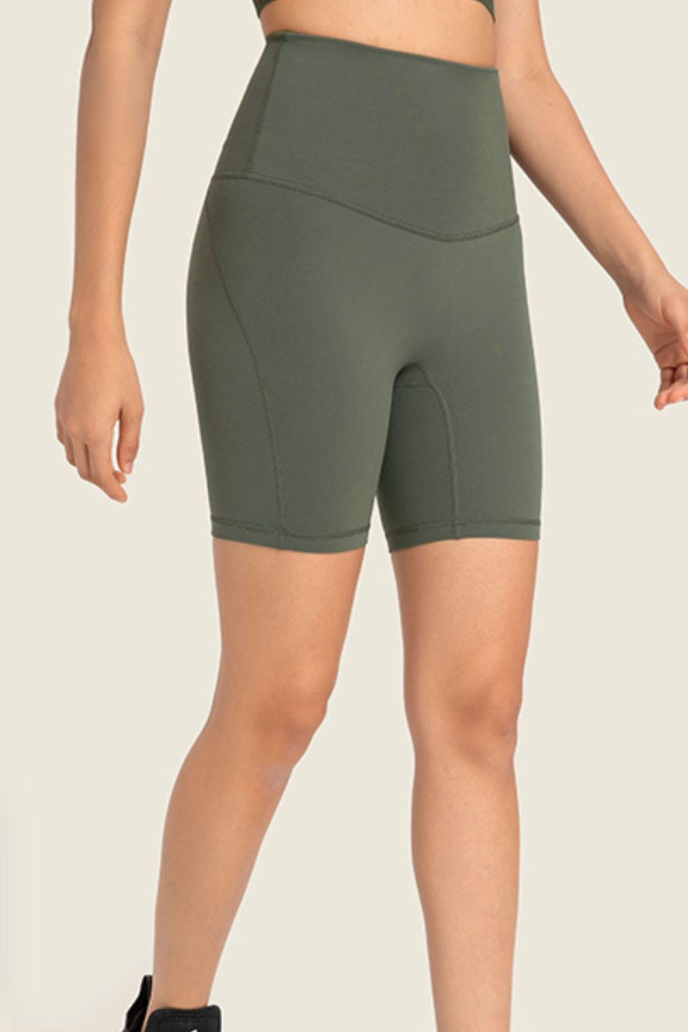 Seamless High-Rise Wide Waistband Biker Shorts