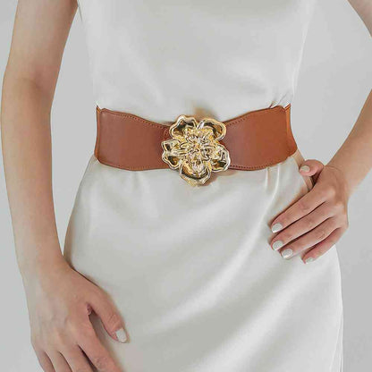 Flower Alloy Buckle Elastic Belt