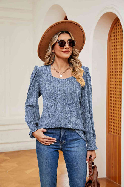 Square Neck Puff Sleeve Top