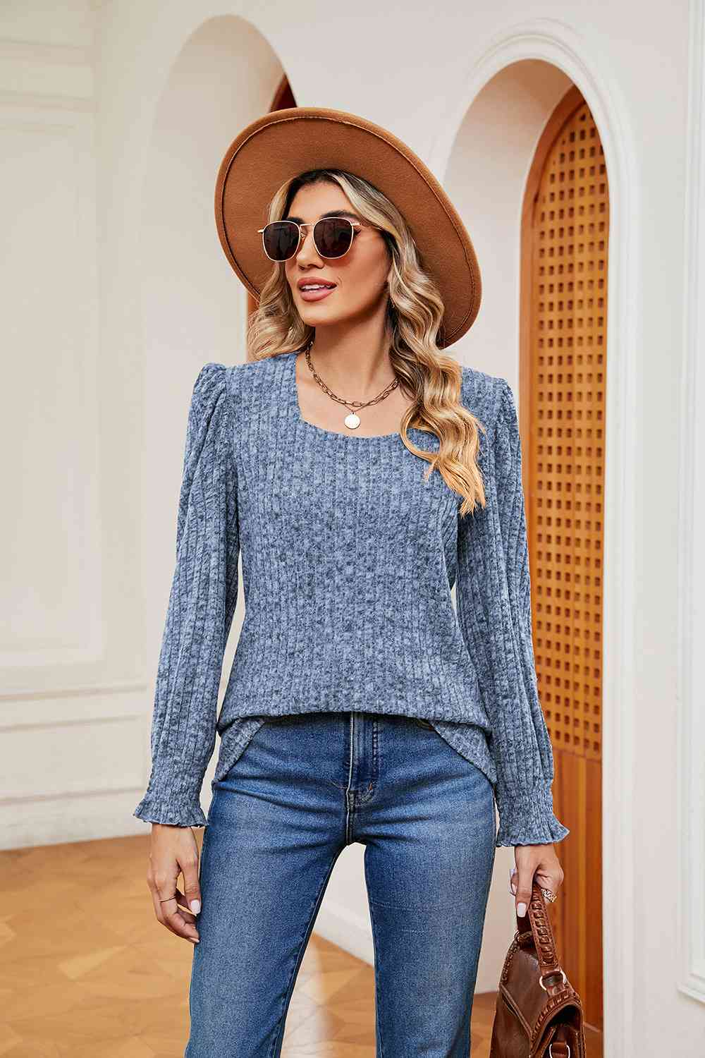 Square Neck Puff Sleeve Top