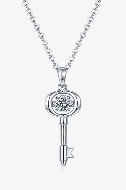 Adored Moissanite Key Pendant Necklace