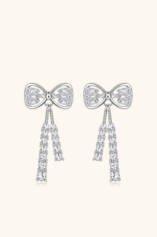 1.12 Carat Moissanite 925 Sterling Silver Bow Earrings